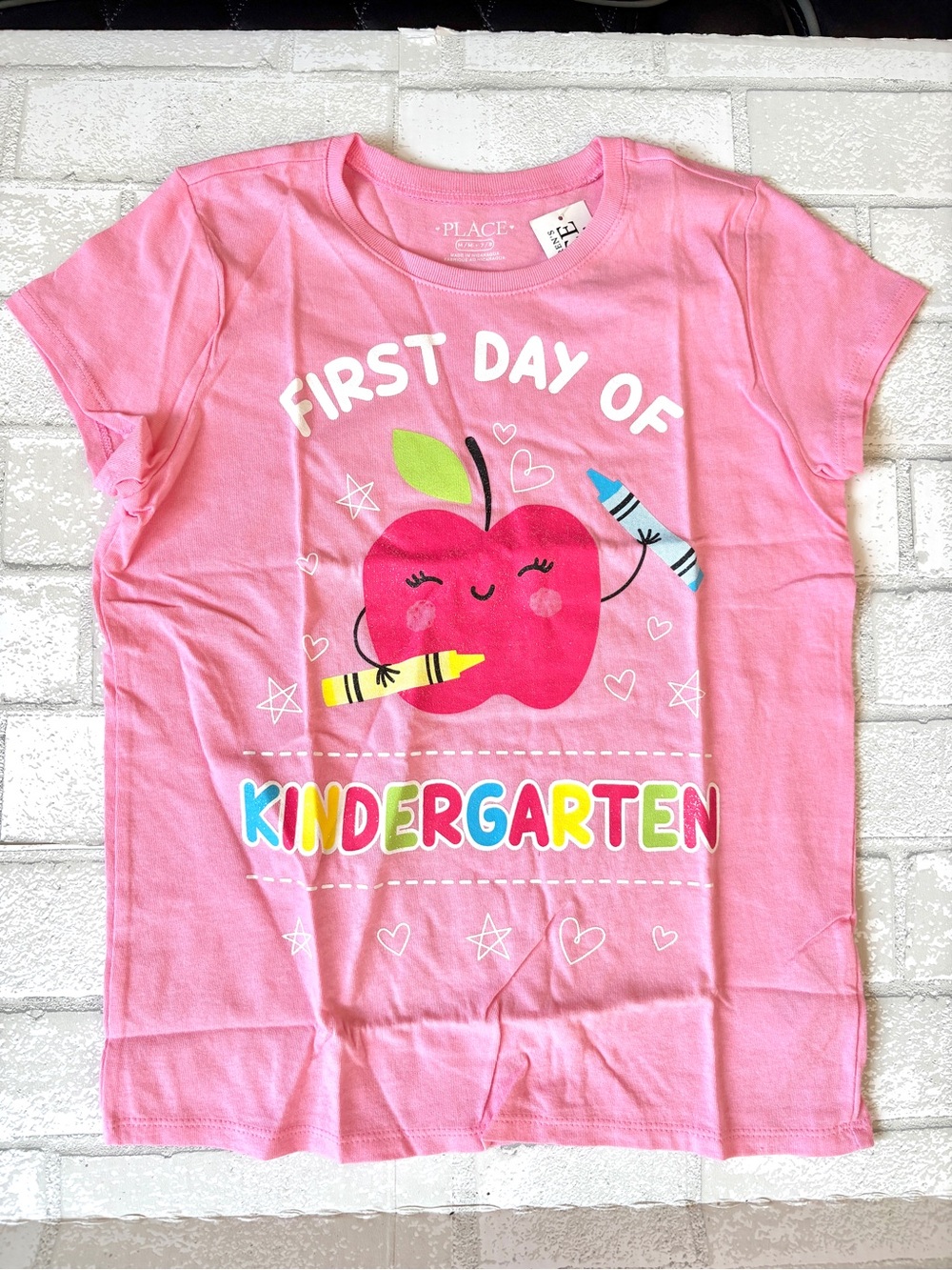 The Children's Place Pink "First Day of Kindergarten" Graphic Tee NEW Medium